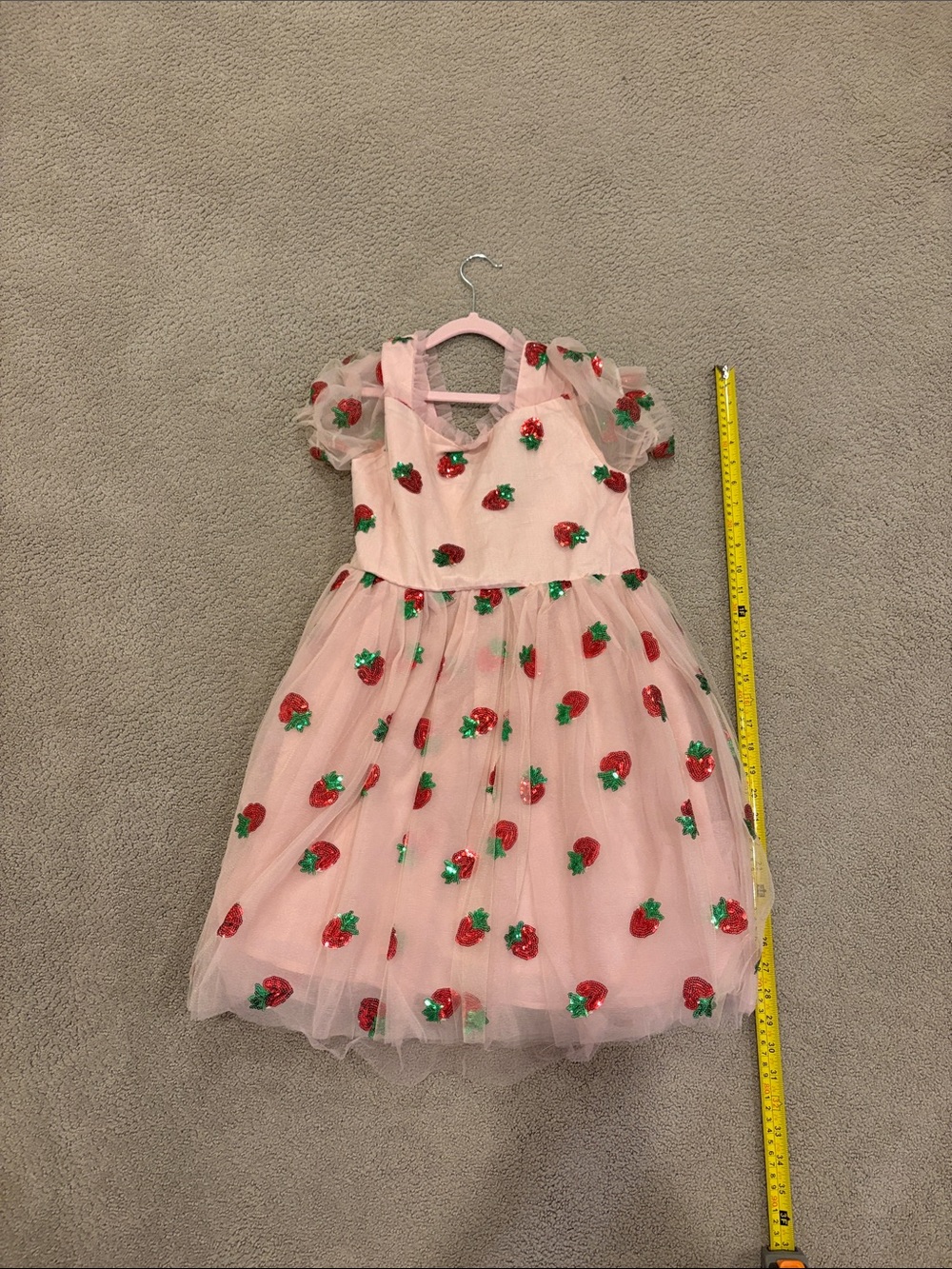 Lola and the Boys, Pink Tulle Strawberry Embellished Girls Dress, size 12